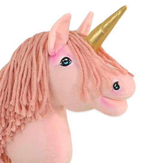 Hobby Horse Jednorożec na kiju mały różowy z różową grzywą i złotym rogiem