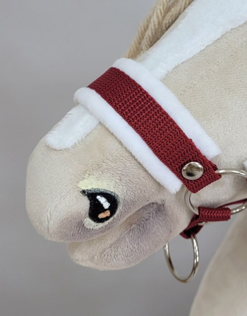 Kantar regulowany dla konia Hobby Horse A3 bordowy białym futerkiem Kantar regulowany dla konia Hobby Horse A3 bordowy białym futerkiem