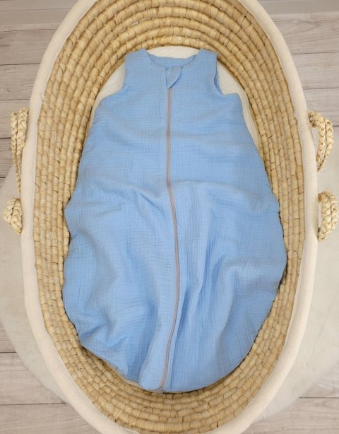 Muślinowy śpiworek dla dzieci zaokrąglony M 6-12 mcy letni TOG 1.0 - blue Muślinowy śpiworek dla dzieci zaokrąglony M 6-12 mcy letni TOG 1.0 - blue