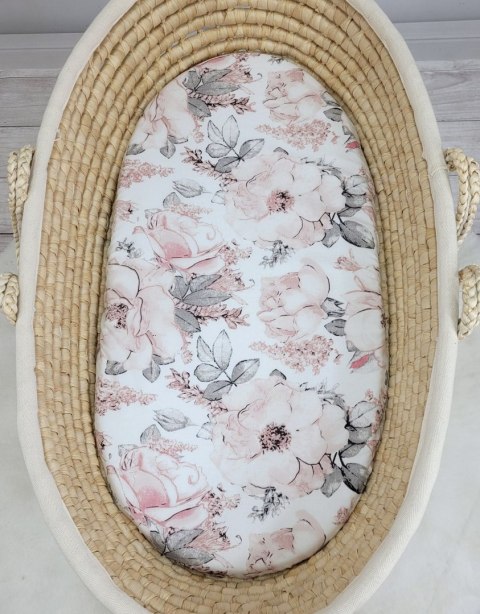 Prześcieradło bawełniane do kosza Mojżesza Boho wózka gondoli 75x35 cm - Róże sepia Prześcieradło bawełniane do kosza Mojżesza Boho wózka gondoli 75x35 cm - Róże sepia