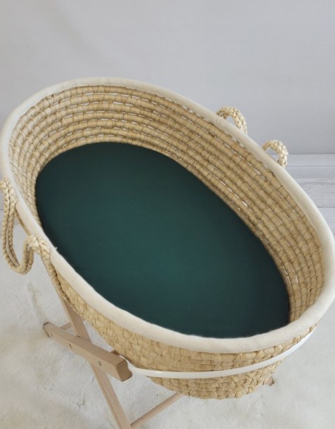 Prześcieradło bawełniane do kosza Mojżesza Boho wózka gondoli 75x35 cm - butelkowa zieleń Prześcieradło bawełniane do kosza Mojżesza Boho wózka gondoli 75x35 cm - butelkowa zieleń