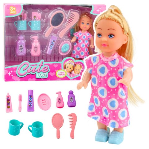 Zestaw Mini Laleczka Akcesoria Do Pielęgnacji Różowa Sukienka Zestaw Mini Laleczka Akcesoria Do Pielęgnacji Różowa Sukienka