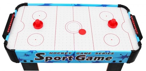 Cymbergaj dla dzieci Air Hockey Niebieski + Stół z płyty MDF + Dmuchawy powietrzne + Grzybki Krążki