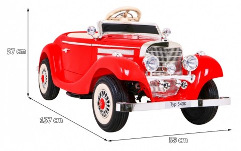 Mercedes Benz Retro 540A dla dzieci Czerwony + Tryb "Rodzica" + Pilot + Panel audio + LED Mercedes Benz Retro 540A dla dzieci Czerwony + Tryb "Rodzica" + Pilot + Panel audio + LED