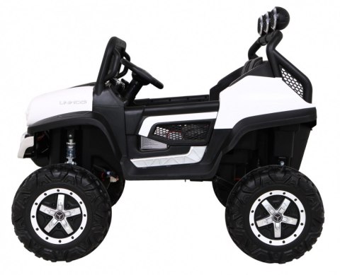 Mercedes Benz Unimog dla dzieci Biały + Napęd 4x4 + Pilot + Bagażnik + Wolny Start + MP3 LED Mercedes Benz Unimog dla dzieci Biały + Napęd 4x4 + Pilot + Bagażnik + Wolny Start + MP3 LED
