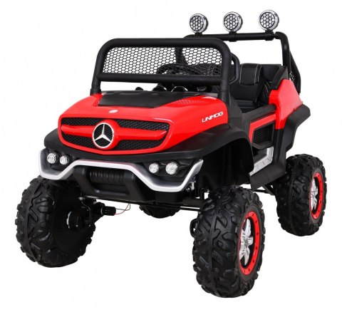 Mercedes Benz Unimog dla dzieci Terenowy Czerwony + Napęd 4x4 + Pilot + Bagażnik + Wolny Start + MP3 LED Mercedes Benz Unimog dla dzieci Terenowy Czerwony + Napęd 4x4 + Pilot + Bagażnik + Wolny Start + MP3 LED