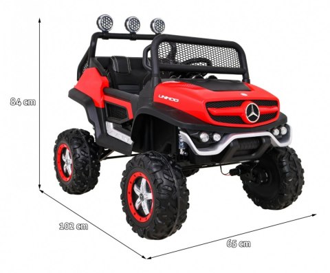 Mercedes Benz Unimog dla dzieci Terenowy Czerwony + Napęd 4x4 + Pilot + Bagażnik + Wolny Start + MP3 LED Mercedes Benz Unimog dla dzieci Terenowy Czerwony + Napęd 4x4 + Pilot + Bagażnik + Wolny Start + MP3 LED