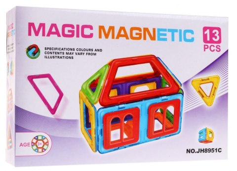 Mini zestaw Klocki magnetyczne dla dzieci 3+ Kolorowe elementy 13 szt. + Wzornik konstrukcji Mini zestaw Klocki magnetyczne dla dzieci 3+ Kolorowe elementy 13 szt. + Wzornik konstrukcji