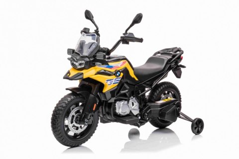 Motor BMW F850 GS na akumulator dla dzieci Żółty + Kółka pomocnicze + Audio LED + Wolny Start + EVA Motor BMW F850 GS na akumulator dla dzieci Żółty + Kółka pomocnicze + Audio LED + Wolny Start + EVA