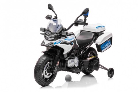 Motor Policyjny BMW F850 GS na akumulator dla dzieci + Kółka pomocnicze + Syrena + Światła + 2 Kufry + Wolny Start Motor Policyjny BMW F850 GS na akumulator dla dzieci + Kółka pomocnicze + Syrena + Światła + 2 Kufry + Wolny Start