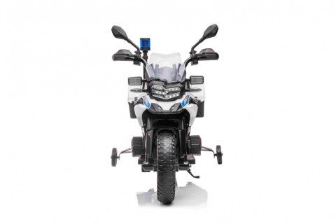 Motor Policyjny BMW F850 GS na akumulator dla dzieci + Kółka pomocnicze + Syrena + Światła + 2 Kufry + Wolny Start Motor Policyjny BMW F850 GS na akumulator dla dzieci + Kółka pomocnicze + Syrena + Światła + 2 Kufry + Wolny Start