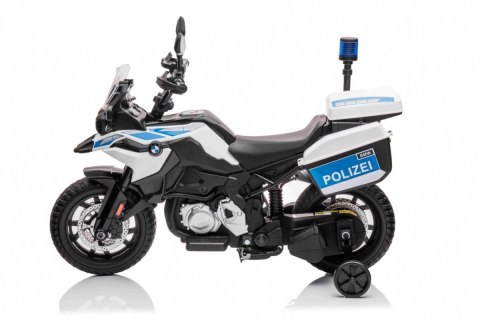 Motor Policyjny BMW F850 GS na akumulator dla dzieci + Kółka pomocnicze + Syrena + Światła + 2 Kufry + Wolny Start Motor Policyjny BMW F850 GS na akumulator dla dzieci + Kółka pomocnicze + Syrena + Światła + 2 Kufry + Wolny Start