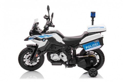 Motor Policyjny BMW F850 GS na akumulator dla dzieci + Kółka pomocnicze + Syrena + Światła + 2 Kufry + Wolny Start Motor Policyjny BMW F850 GS na akumulator dla dzieci + Kółka pomocnicze + Syrena + Światła + 2 Kufry + Wolny Start