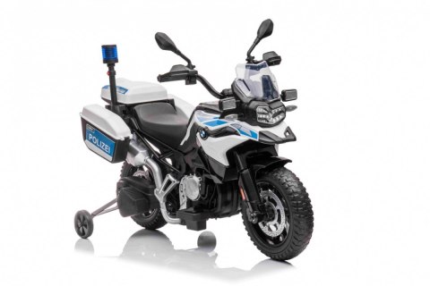 Motor Policyjny BMW F850 GS na akumulator dla dzieci + Kółka pomocnicze + Syrena + Światła + 2 Kufry + Wolny Start Motor Policyjny BMW F850 GS na akumulator dla dzieci + Kółka pomocnicze + Syrena + Światła + 2 Kufry + Wolny Start