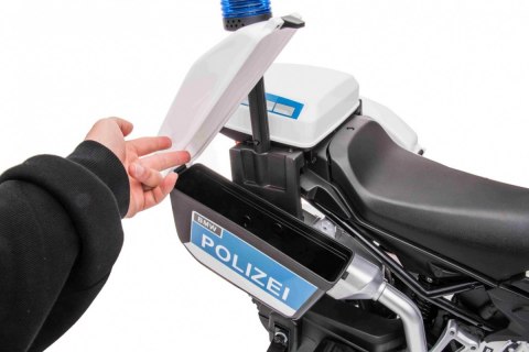 Motor Policyjny BMW F850 GS na akumulator dla dzieci + Kółka pomocnicze + Syrena + Światła + 2 Kufry + Wolny Start Motor Policyjny BMW F850 GS na akumulator dla dzieci + Kółka pomocnicze + Syrena + Światła + 2 Kufry + Wolny Start
