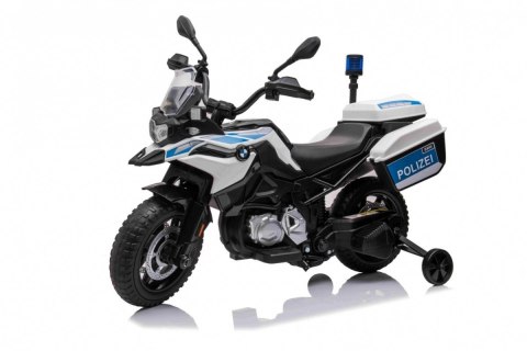 Motor Policyjny BMW F850 GS na akumulator dla dzieci + Kółka pomocnicze + Syrena + Światła + 2 Kufry + Wolny Start Motor Policyjny BMW F850 GS na akumulator dla dzieci + Kółka pomocnicze + Syrena + Światła + 2 Kufry + Wolny Start