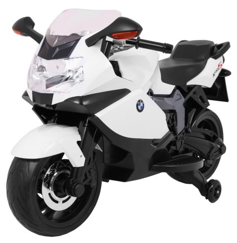 Motor na akumulator BMW K1300S dla dzieci Biały + Kółka pomocnicze + Dźwięki Światła + Wolny Start Motor na akumulator BMW K1300S dla dzieci Biały + Kółka pomocnicze + Dźwięki Światła + Wolny Start