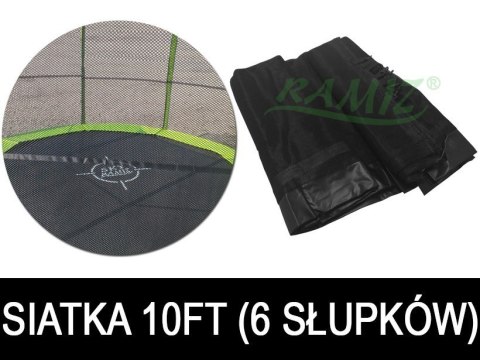 Siatka ochronna SkyRamiz Czarny do trampoliny ogrodowej 305cm/10FT 6 tuneli na słupki Siatka ochronna SkyRamiz Czarny do trampoliny ogrodowej 305cm/10FT 6 tuneli na słupki