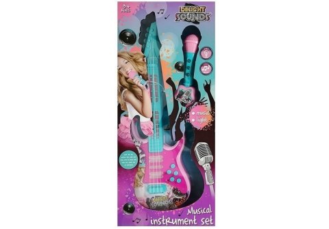 Gitara Z Mikrofonem Zestaw Do Karaoke Światła Dźwięki Gitara Z Mikrofonem Zestaw Do Karaoke Światła Dźwięki
