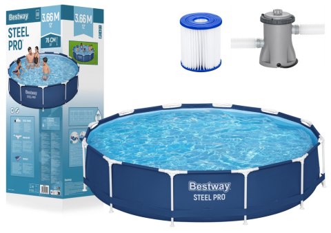 Basen ogrodowy stelażowy 366 x 76 cm zestaw Bestway 56681