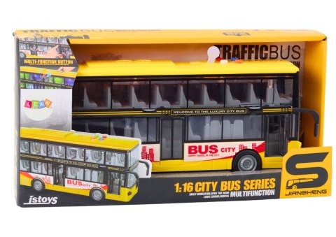 Autobus Piętrowy 1:16 Światła Dźwięki Napęd Frykcyjny Żółty Autobus Piętrowy 1:16 Światła Dźwięki Napęd Frykcyjny Żółty