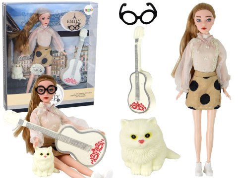 Lalka Dla Dzieci Emily z Gitarą Okulary Długie Blond Włosy Kotek Lalka Dla Dzieci Emily z Gitarą Okulary Długie Blond Włosy Kotek