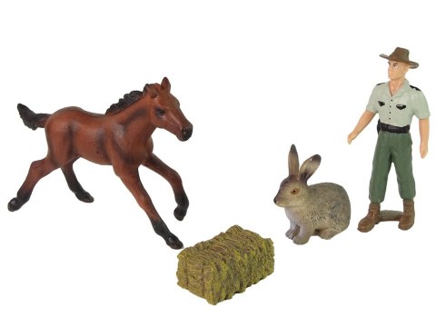 Zestaw Figurek Zwierzęta Koń Zając Rolnik Zestaw Figurek Zwierzęta Koń Zając Rolnik